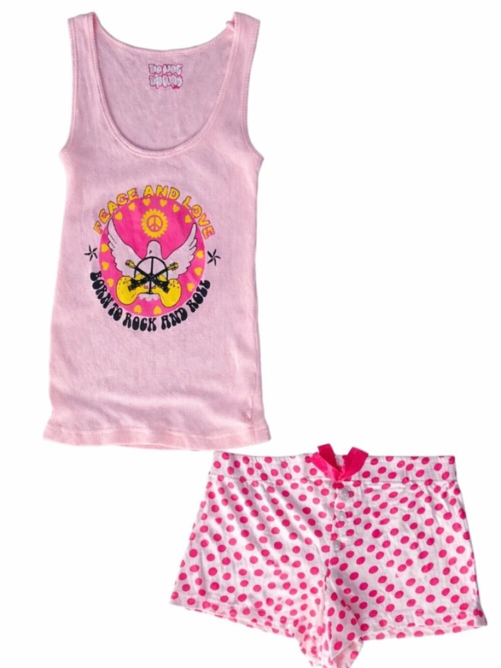"Women's Pink & White Polka Dot Pajama Set – Sleeveless Tank Top & Shorts Sleepw